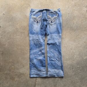 Vintage Affliction Y2k Cooper Straight Cyber Distressed Wash Denim 40